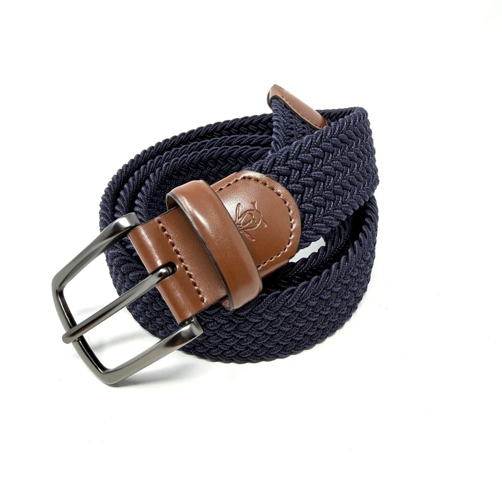 Original Penguin Braided Stretch Belt Mens Leather Navy Large 38-40